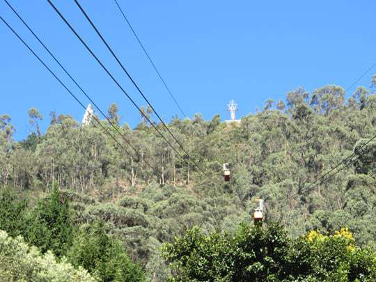 Cable car from Monserrate in Bogota, Colombia.