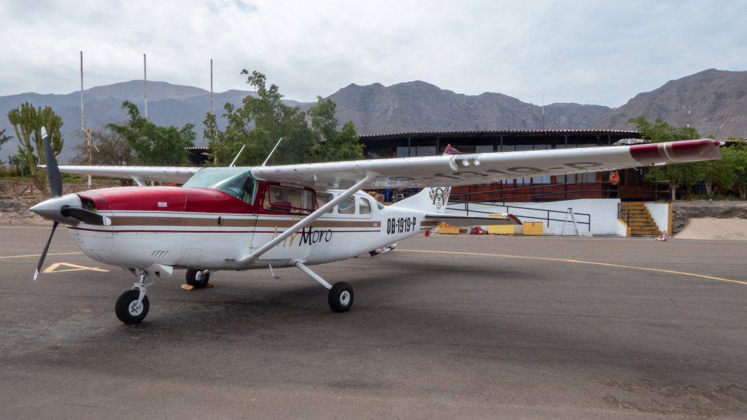 Plane waiting to fly over the Nasca Lines