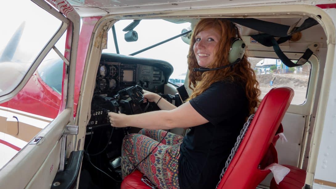 Sitting in the cockpit of the plane used for the Nasca Lines flight