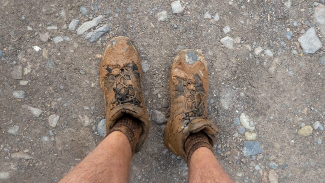 Muddy boots on Death Road