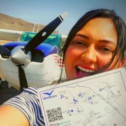 Girl with flight certificate