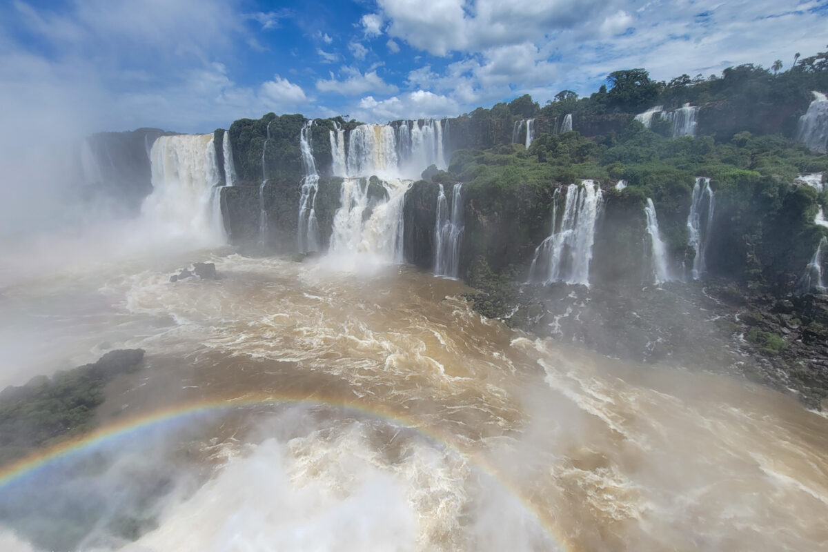 Rainbow and waterfalls Brazil